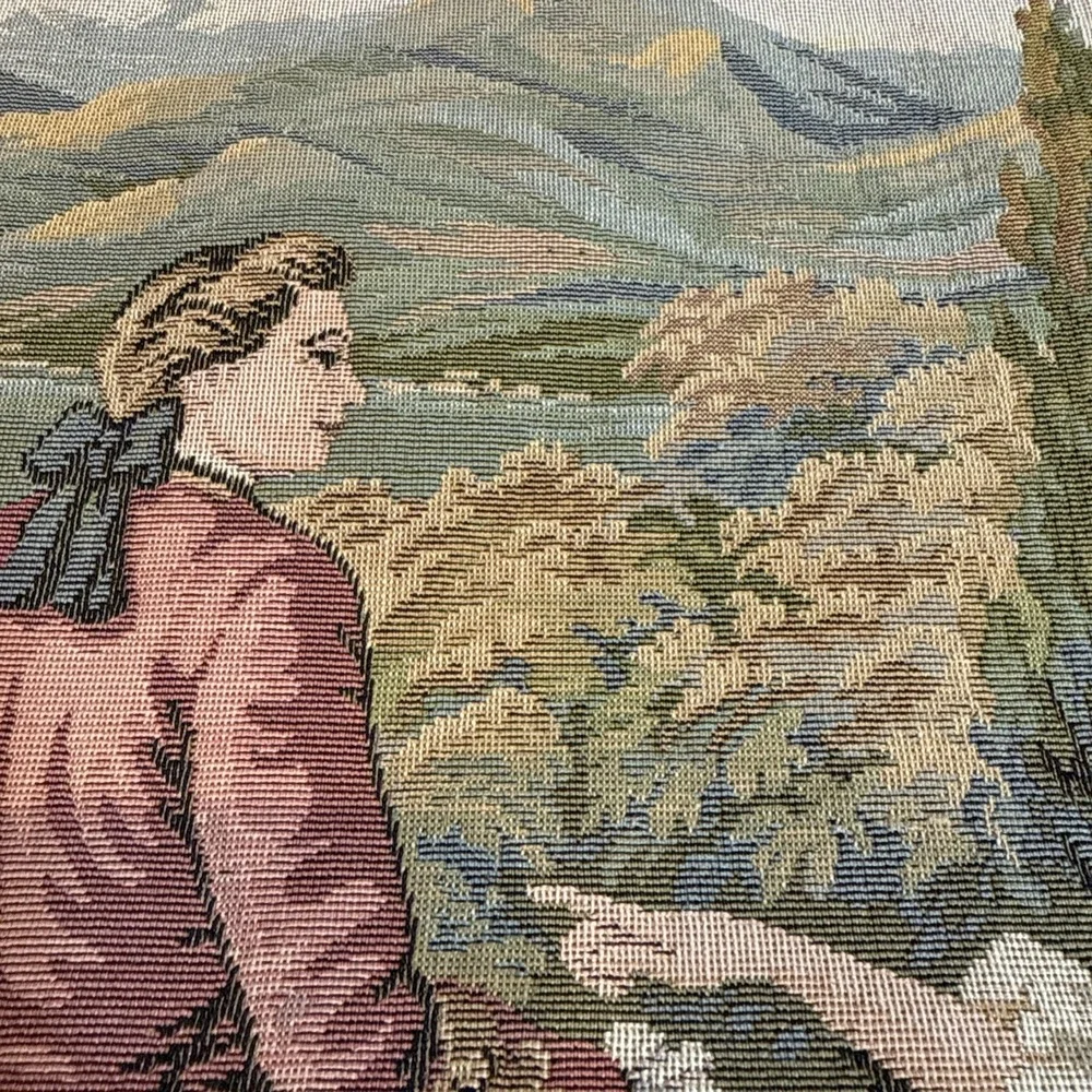 Tapestry‎ Romantic Wall Hanging Dame Lago Medieval Floral Garden Projects 19x19